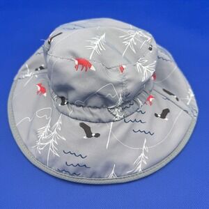 Jan & Jul 50+ SPF Sun Hat Neck Flap Chin Strap Grey Fox Eagle Size S Infant Baby